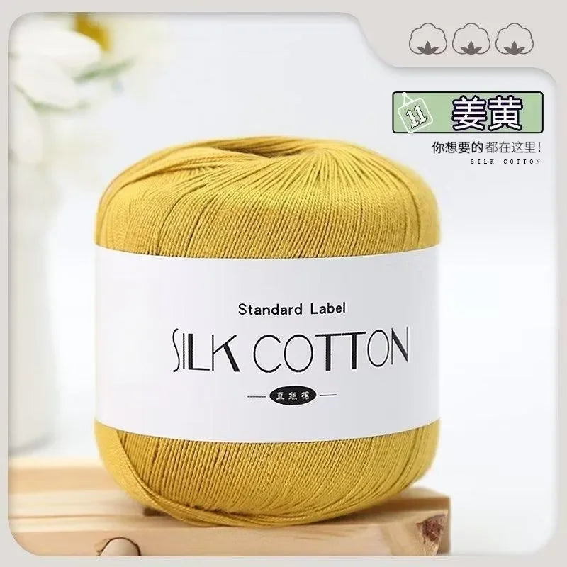 Silk Cotton Milk Yarn Soft Crochet Knitting Thread 50g