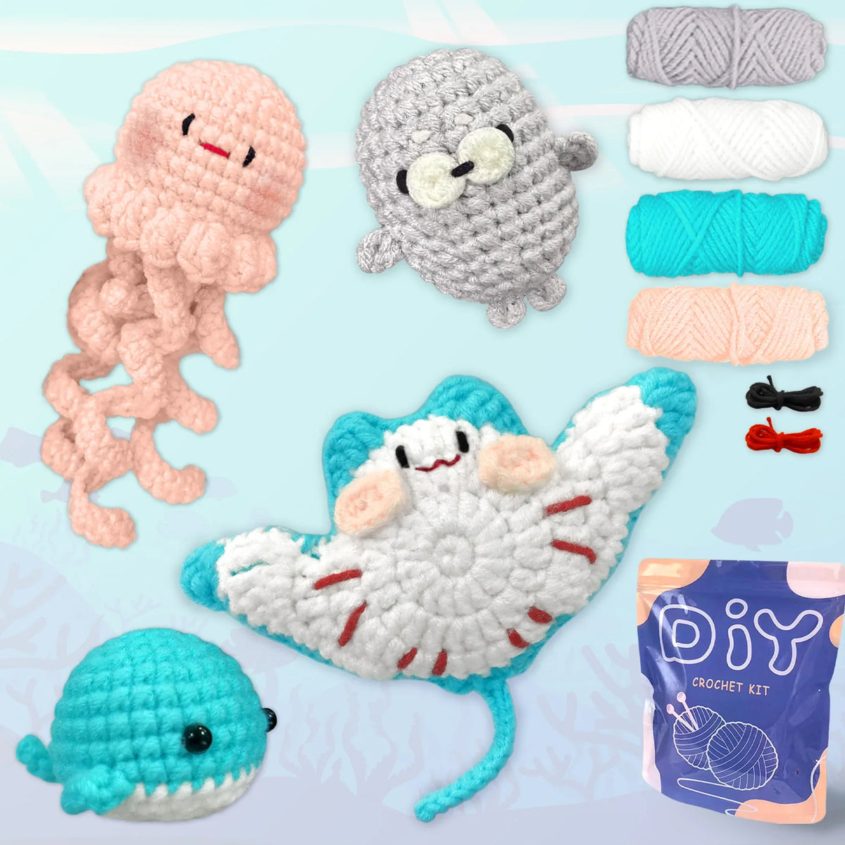 Animal Crochet Kit Beginner Starter Set DIY Knitting Supplies