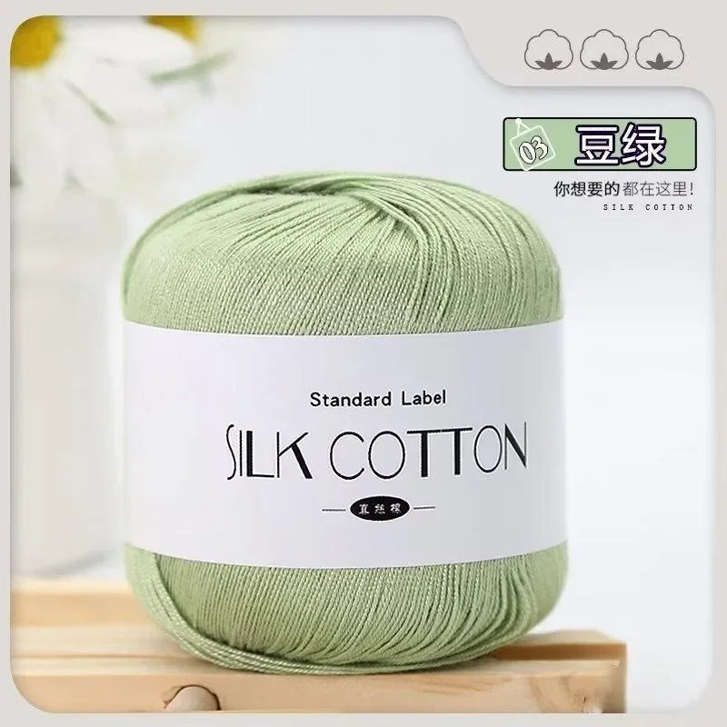 Silk Cotton Milk Yarn Soft Crochet Knitting Thread 50g
