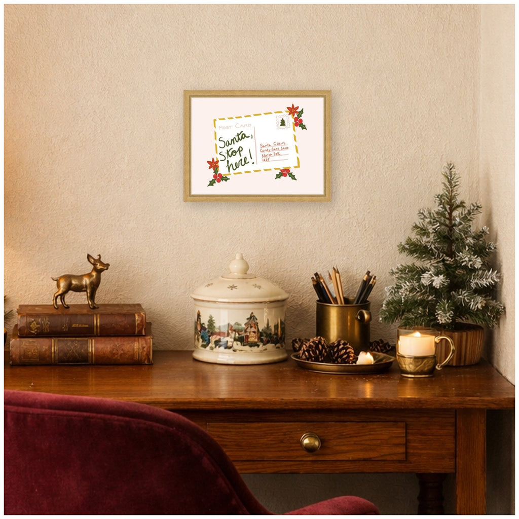 Santa Stop Here by Leonora Jennifer Framed Canvas Wall Art Print