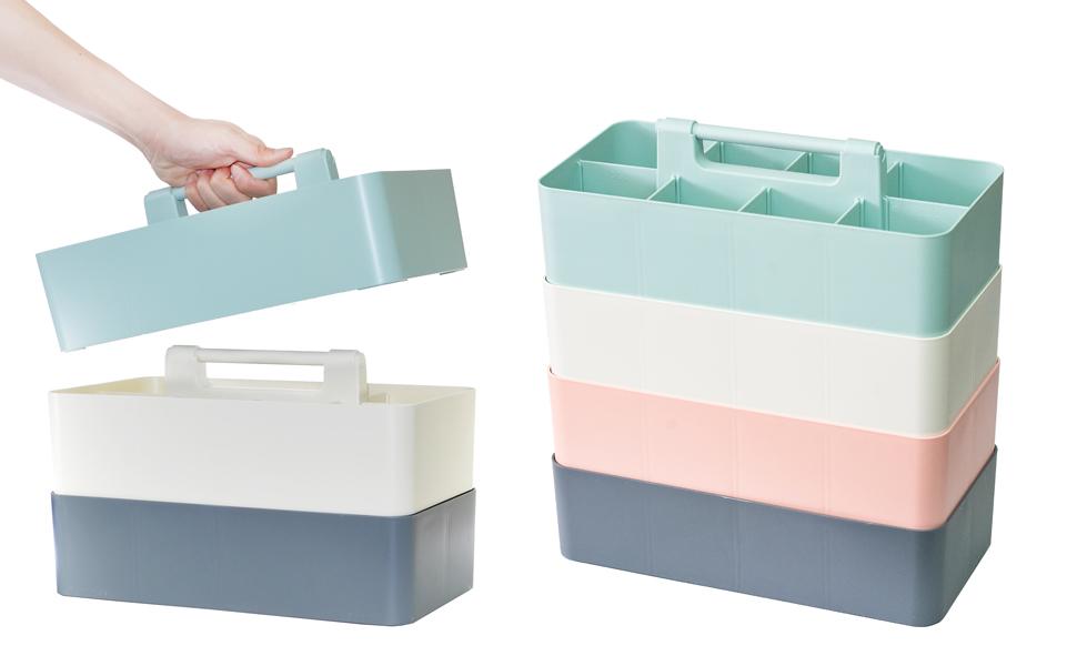 Enjoy Organizer - Stackable Portable Plastic Caddy with Handle | Desk, Makeup, Dorm Caddy(Made In Usa)