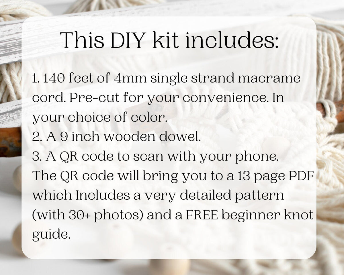 Macramé Plant Hanger DIY Kit – Beginner Boho Wall Decor Craft Kit