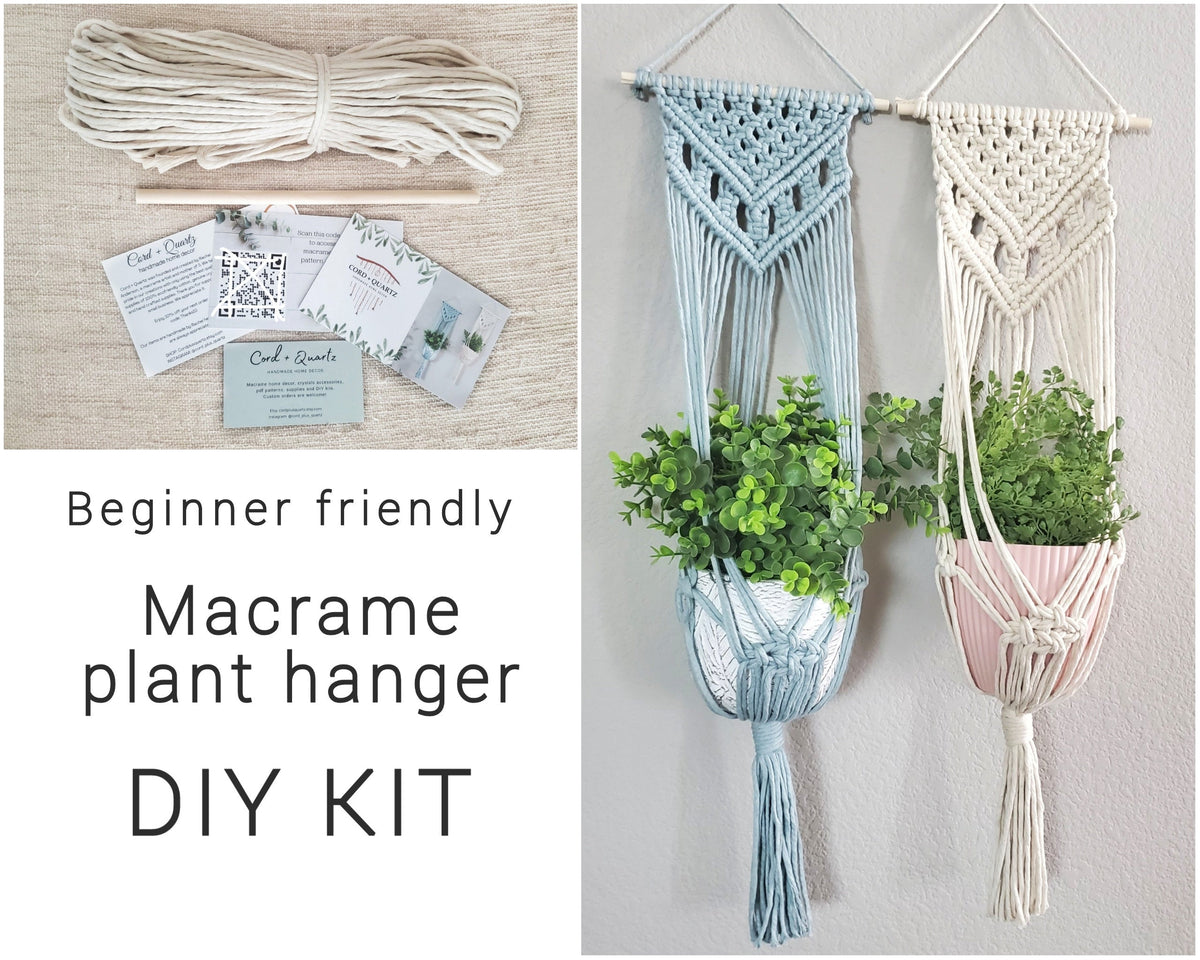 Macramé Plant Hanger DIY Kit – Beginner Boho Wall Decor Craft Kit