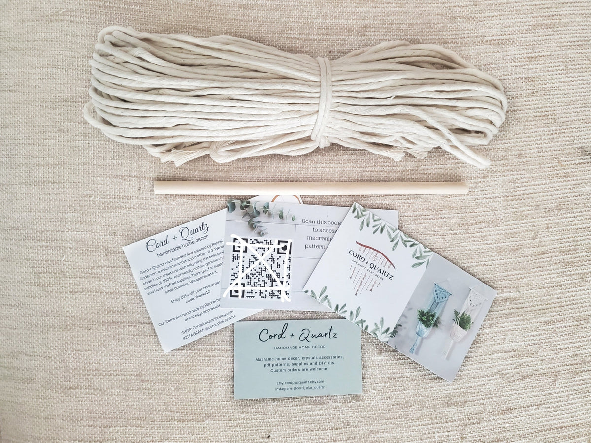 Macramé Plant Hanger DIY Kit – Beginner Boho Wall Decor Craft Kit
