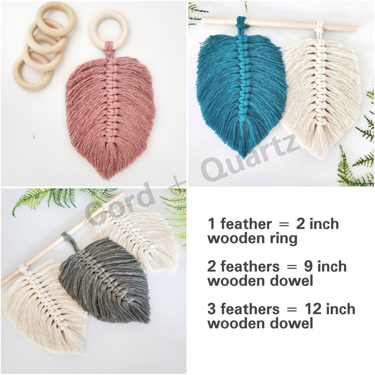 Macramé Leaf & Feather DIY Craft Kit – Beginner-Friendly Wall Hanging