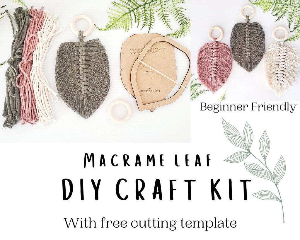 Macramé Leaf & Feather DIY Craft Kit – Beginner-Friendly Wall Hanging