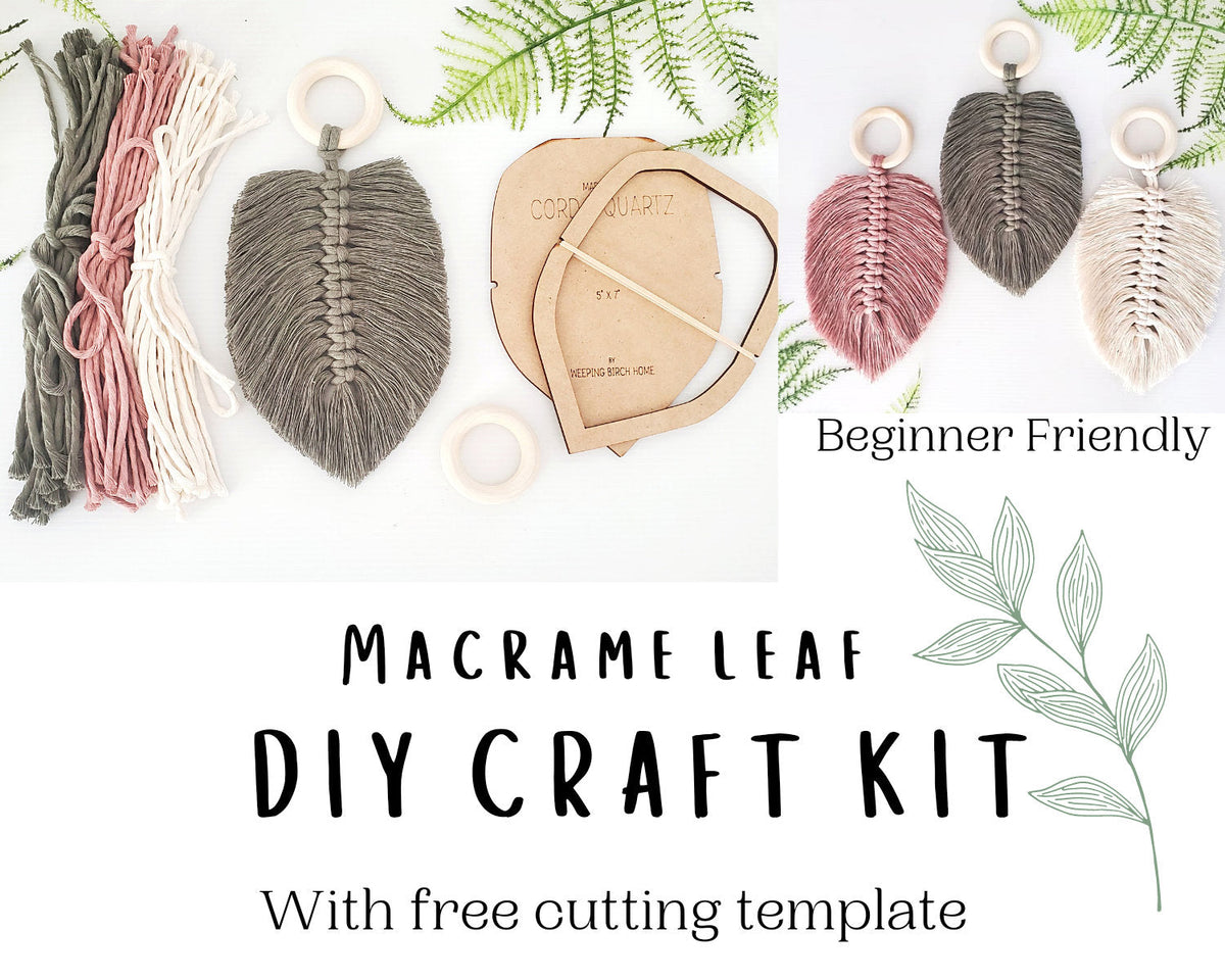 Macramé Leaf & Feather DIY Craft Kit – Beginner-Friendly Wall Hanging