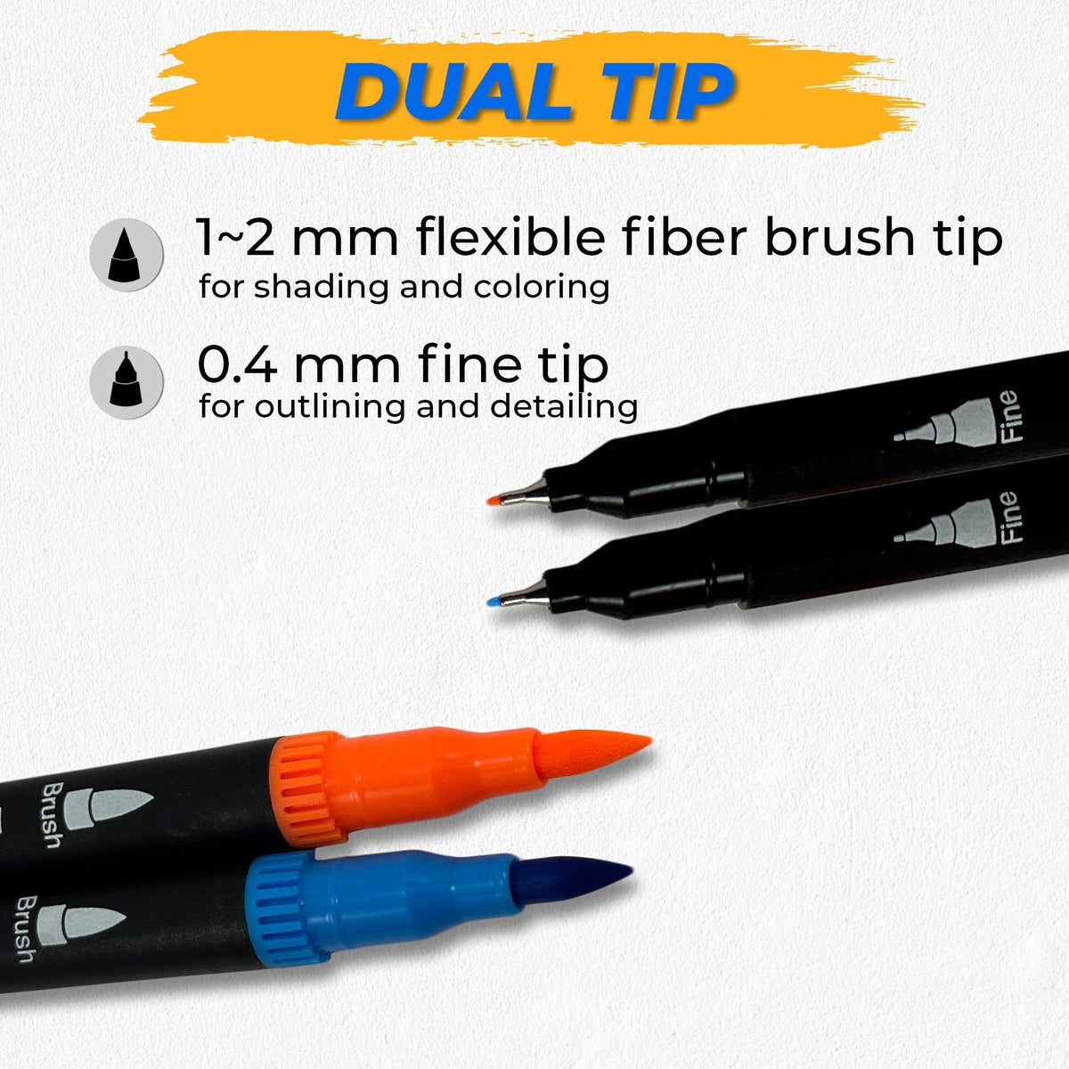 NextG Artz – Dual Tip Brush Art Marker Pens, 120 Unique Bright Colors
