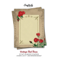 Vintage Red Roses Stationery Paper: Antique Letter Writing Paper for Home, Office, 25 Sheets (Border Paper Design) - Paperback