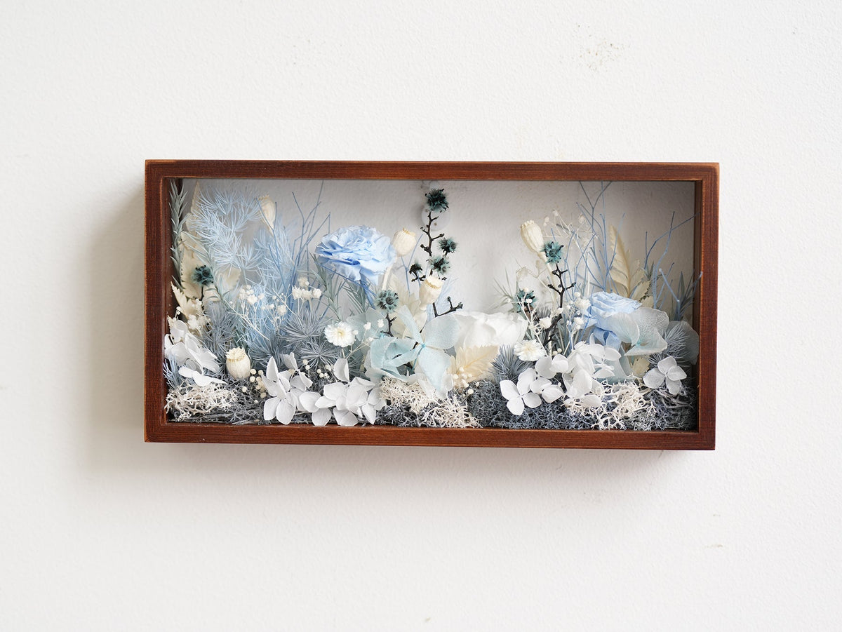 "Micro Landscape Frame" - Real Preserved Flower Mini Garden Shadow Box (Panoramic Desk Decor)