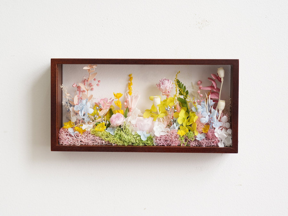 "Micro Landscape Frame" - Real Preserved Flower Mini Garden Shadow Box (Panoramic Desk Decor)